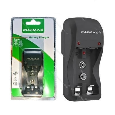 Picture of PUJIMAX 2 Slots AAA AA Battery Charger EU US BIS UK SAA Plug 1.2V Nimh Nicd Batteries Charger Rechargeable 9V Battery Charger