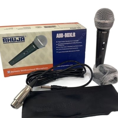 Picture of AHUJA AUD 98XLR Professional Dynamic Unidirectional Microphone 3 Pin Wired Corded Microphone High Output Neodymium Cartridge Excellent Intelligibility