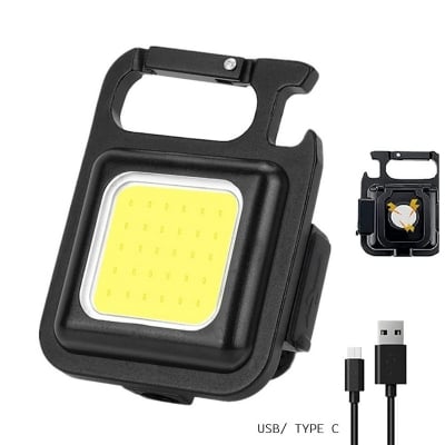 Picture of Mini LED Flashlight COB Keychain rechargable Multipurpose FlashLight Portable Camping Flashlights Work Lights fishing Lanterna with Type C USB charging