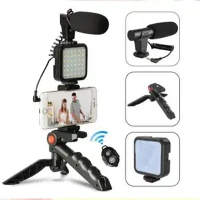 Picture of Remote Control Video Making Vlogging Kits Microphone LED Fill Light Mini Tripod Video Kit AY-49