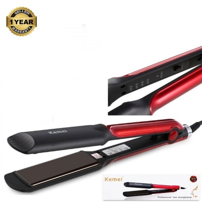 Picture of Kemei KM 531 Professional Hair Straightener Wet Dry Ceramic Coating Electric Hair Straightener Fast Heating Styling Tool Black Red - Hair Straightener - Hair Straightener