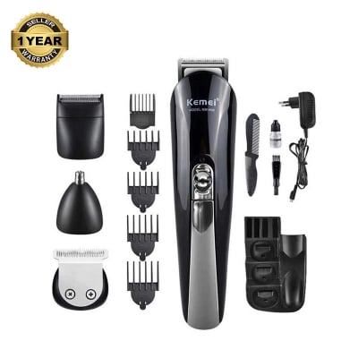 Picture of Kemei KM 600 Titanium Blade Hair Trimmer For Men - Black 11 in 1
