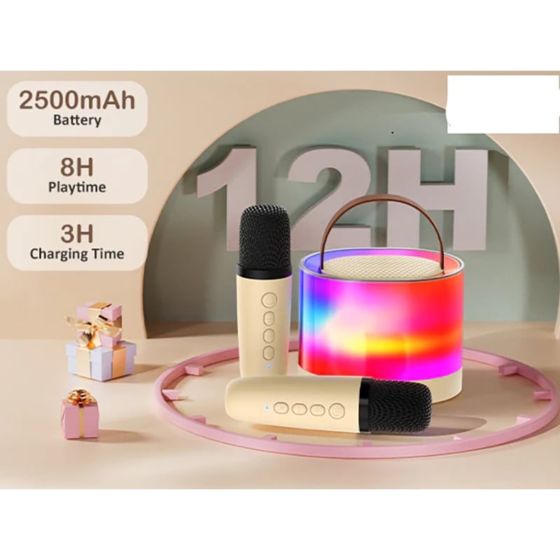 Picture of K52 RGB Wireless Karaoke Speaker Portable Bluetooth Music Machine with Dual Mic | Fun Gift for Kids & Family