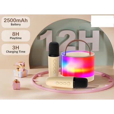 Picture of K52 RGB Wireless Karaoke Speaker Portable Bluetooth Music Machine with Dual Mic | Fun Gift for Kids & Family