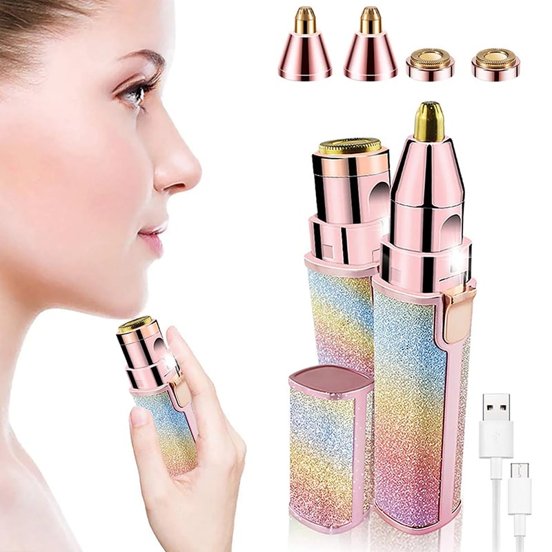 Picture of GlowEase™ Electric Hair Remover Trimmer for Women, Rechargeable 2-in-1 Smooth Facial Razor, Painless Eyebrow Shaver with LED Light for Lip, Chin, Bikini, Fuzz & Mustache