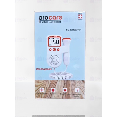 Picture of Procare Rechargable Fetal Doppler Heart Rate Monitor Baby Fetal Sound Heart Detector with LCD Display (Free Gel)