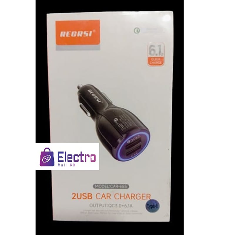 Picture of RECRSI CAR-E55 2USB Car Charger (6.1A Quick Charge, Type-C Supported)