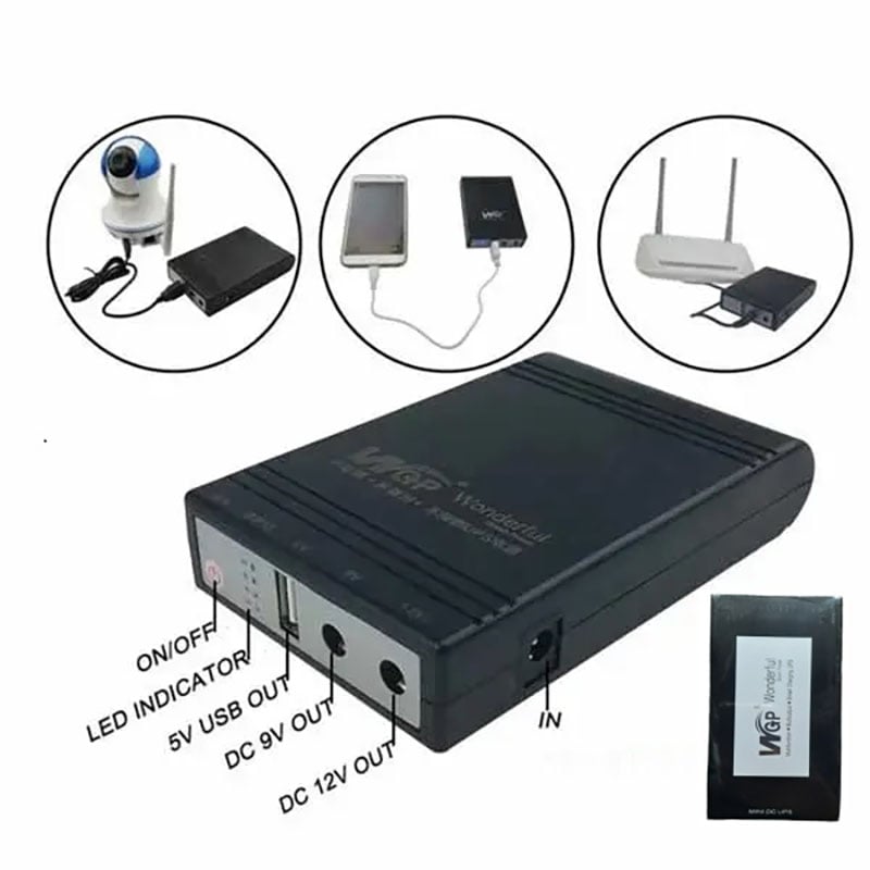 Picture of Mini UPS DC UPS 5V-9V-12V Volt Output for Router, Onu, CC Camera