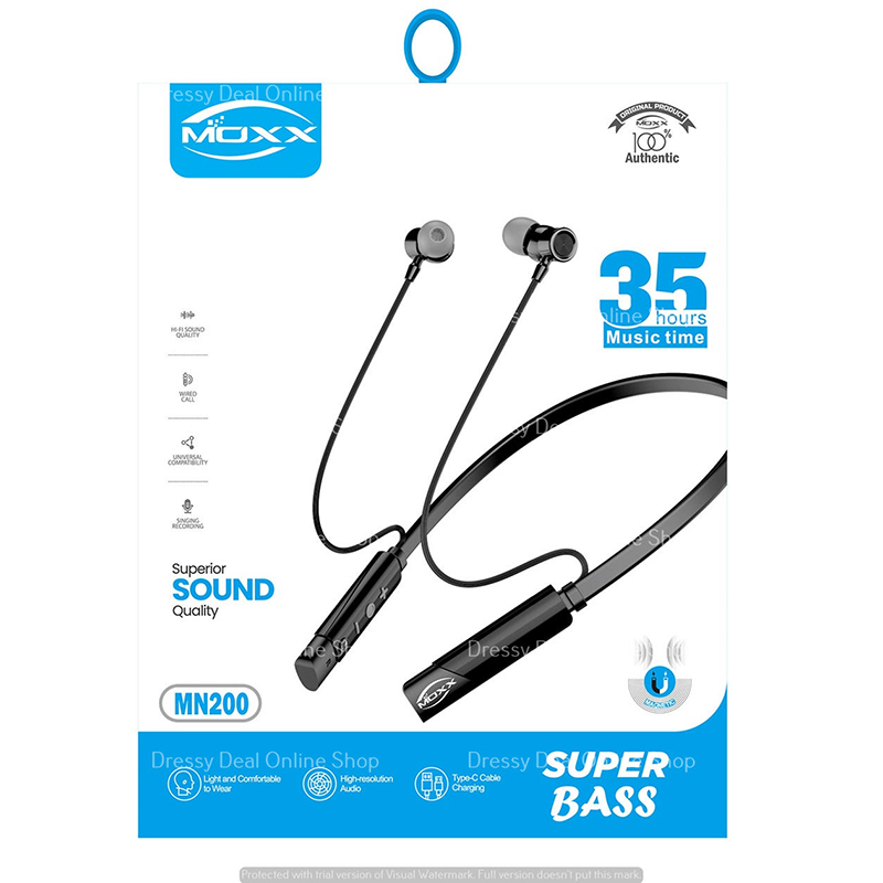 Picture of MOXX MN200 Metal Wireless BT Neckband 35 Hours Music Time Music-Rock-Gaming Mode