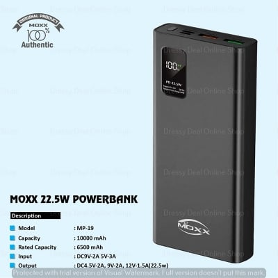 Picture of Moxx 10000 mAh 22.5W Super Fast Charging Power Bank with LED Display.