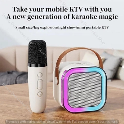 Picture of K12 Karaoke Portable Bluetooth 5.3 PA Speaker System with Wireless single  Microphones Home Family entertainment and Children's Gifts