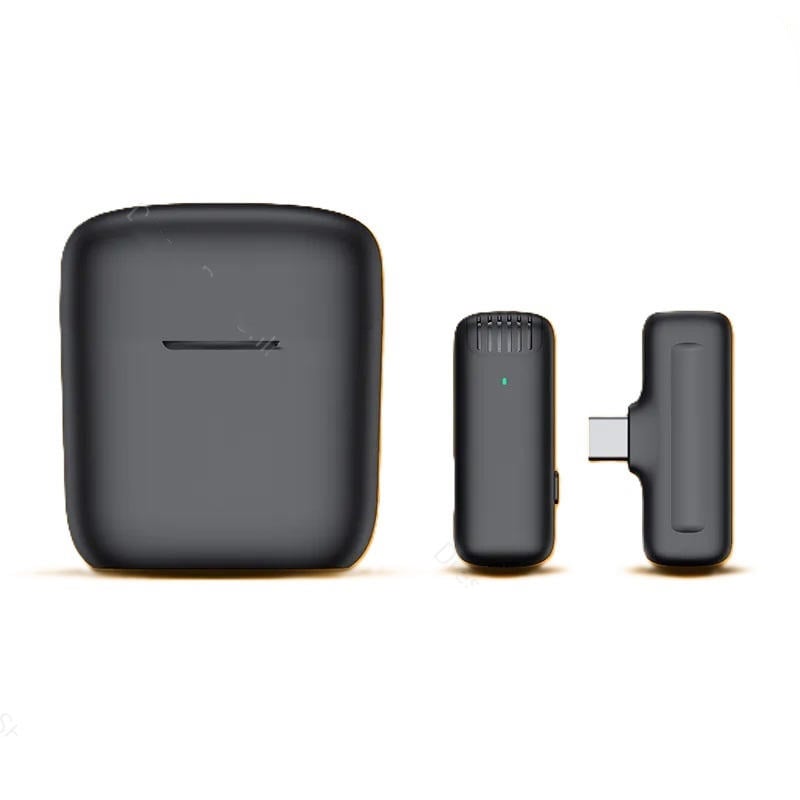 Picture of J11 Wireless Lavalier Microphone with Charging Case, Lapel Microphone, Clip On Mic for iPhone Android - Microphone- black