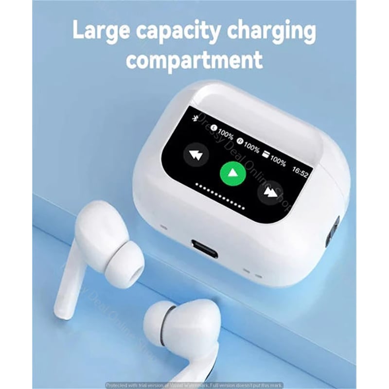 Picture of Airpods A9 Pro 2 ANC/ENC With Screen Display  Dobble Dark Touch Control Noise Reduction Long Battery Bluetooth Headphone