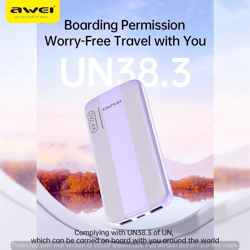 Picture of Awei P20K 10000mAh Powerbank 2.4A Slim PowerBank Dual Output