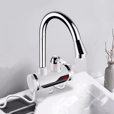 Picture of Instant Tankless Electric Water Heater Faucet 360° Rotating Hot Water Faucet with LED Digital Display Fast Heating Tap for Kitchen Bathroom Big Under Bend