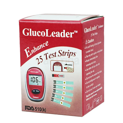 Picture of GlucoLeader Enhance RED Strips For Blood Glucose Monitor Test Strips -25 pcs