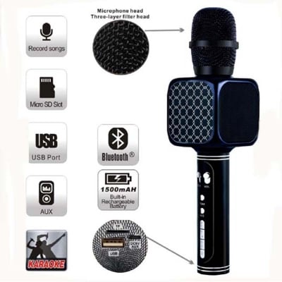 Picture of YS 69 Rechargable Wireless Bluetooth Handheld Microphone KTV Karaoke system- Multicolor
