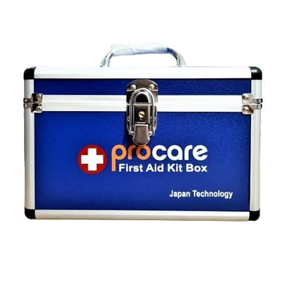 Picture of Procare First Aid Box - Multipurpose Medicine Storage Box Aluminum Body for Home Factory Medical Blue/ Silver
