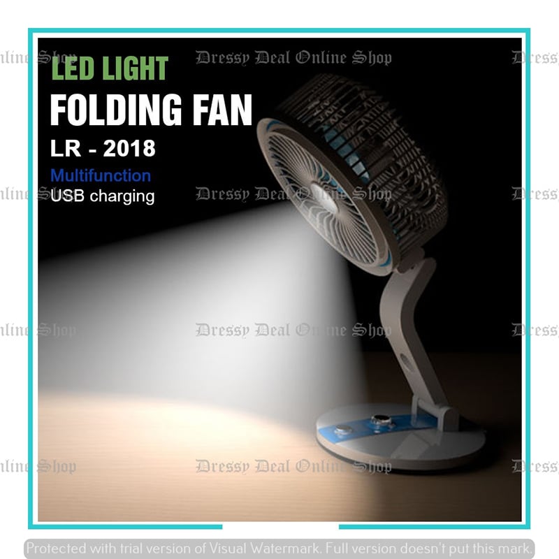 Picture of Multifunction Rechargeable Table fan Wall mount AC/DC Fan with LED Light
