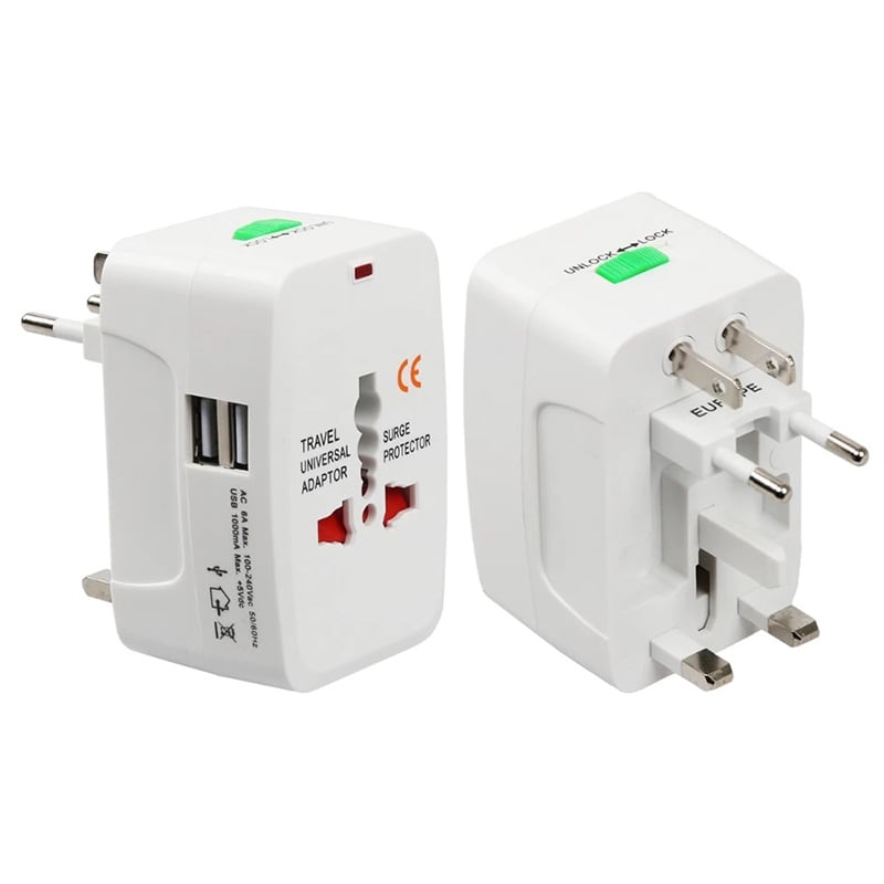 Picture of Universal  World Travel Adapter All in 1  with 2 USB Port Charger Plug