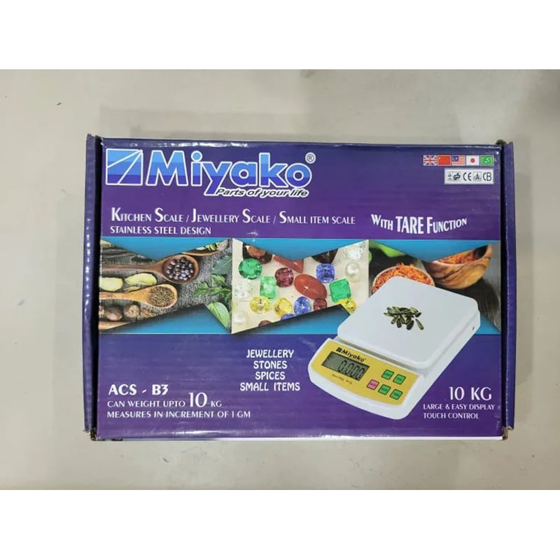 Picture of Miyako ACS-B3 Digital Kitchen & Jewelry Scale – 10KG Precision Weighing Scale
