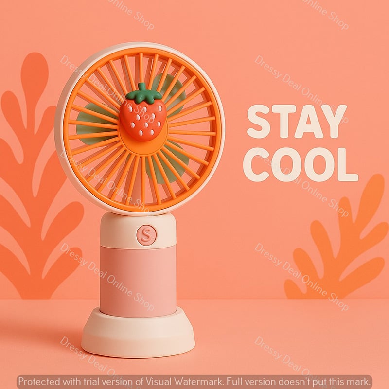 Picture of Mini Handheld Rechargable unique design potrable Fan with stand