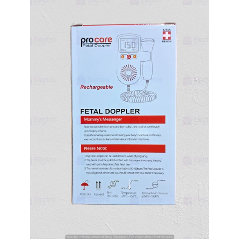 Picture of Procare Rechargable Fetal Doppler Heart Rate Monitor Baby Fetal Sound Heart Detector with LCD Display (Free Gel)