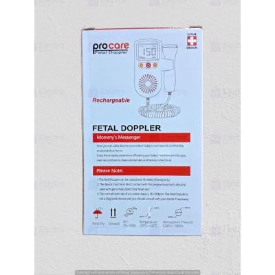 Picture of Procare Rechargable Fetal Doppler Heart Rate Monitor Baby Fetal Sound Heart Detector with LCD Display (Free Gel)
