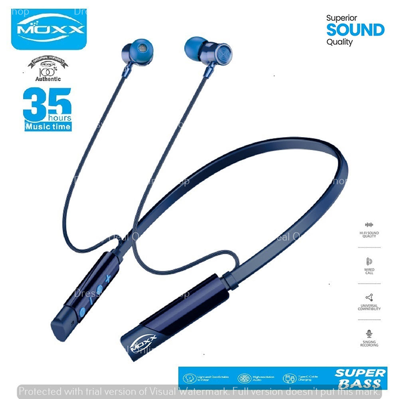 Picture of MOXX MN200 Metal Wireless BT Neckband 35 Hours Music Time Music-Rock-Gaming Mode