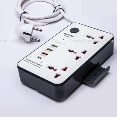Picture of Maxline ML-804, Multifunction 3 Socket & 4 USB With Lightning Port Fast Charging PD20W QC3.0 Multiplug Power 3 Socket Multiplug