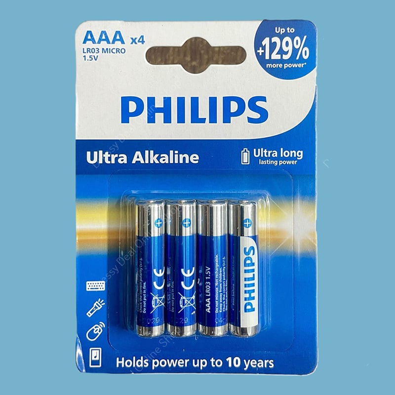 Picture of Philips Pack Of 4Pcs AAA LR03 MICRO Ultra Alkaline Battery - Blue