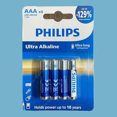 Picture of Philips Pack Of 4Pcs AAA LR03 MICRO Ultra Alkaline Battery - Blue