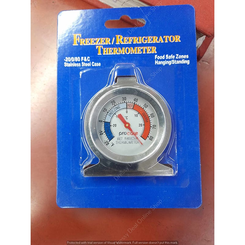 Picture of Portable Round Dial Kitchen Stainless Steel Freezer Refrigerator Thermometer