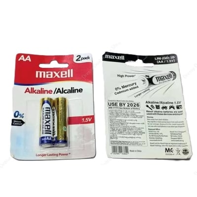 Picture of Maxell Longer Lasting Power Alkaline AA Original Battery 1.5V 2PCS Per Pack