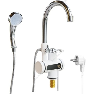 Picture of Electric Instant Hot Water Tap With Hand Shower, Digital Display Tankless Electric Faucet, Digital Bathroom Heater