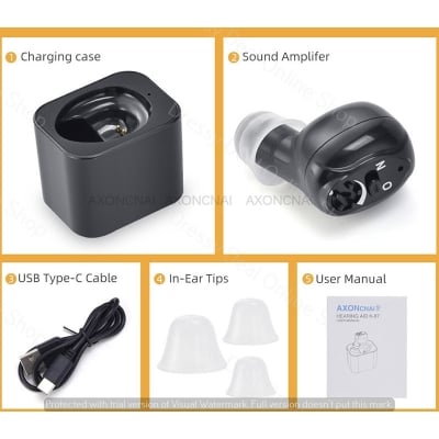 Picture of Axon K-87 Digital Hearing Device Rechargeable Single Ear Adjustable Volume Hearing Aid
