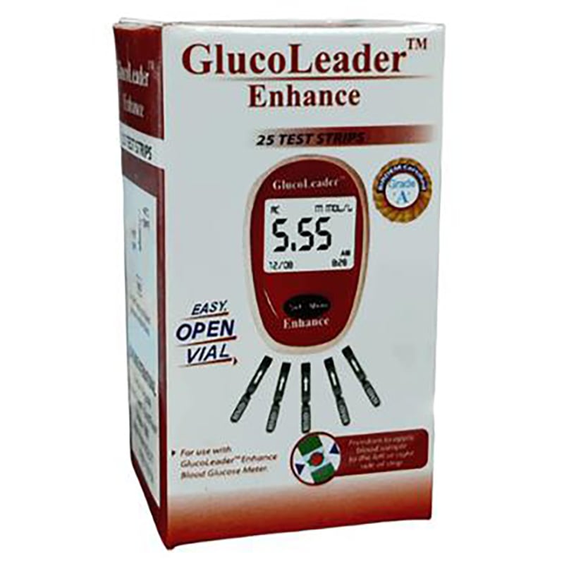 Picture of GlucoLeader Enhance RED Strips For Blood Glucose Monitor Test Strips -25 pcs