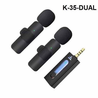Picture of K35 Dual Wireless Microphone 3.5mm Supported for Camera, Sound card, Smartphone Dual Mic and single receiver