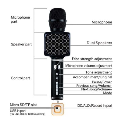 Picture of YS 69 Rechargable Wireless Bluetooth Handheld Microphone KTV Karaoke system- Multicolor