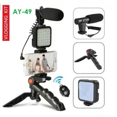 Picture of Remote Control Video Making Vlogging Kits Microphone LED Fill Light Mini Tripod Video Kit AY-49