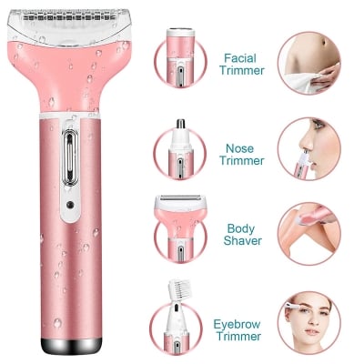 Picture of Kemei KM-6637 Multifunctional 4 in 1 Rechargeable woman body shaver Beard Eyebrow, Nose Trimmer