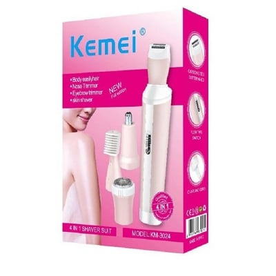 Picture of Kemei Km-3024 Multifunctional 4 In 1 Rechargeable Woman Body Shaver Eyebrow Nose Trimmer Set - Trimmer - Trimmer - Trimmer
