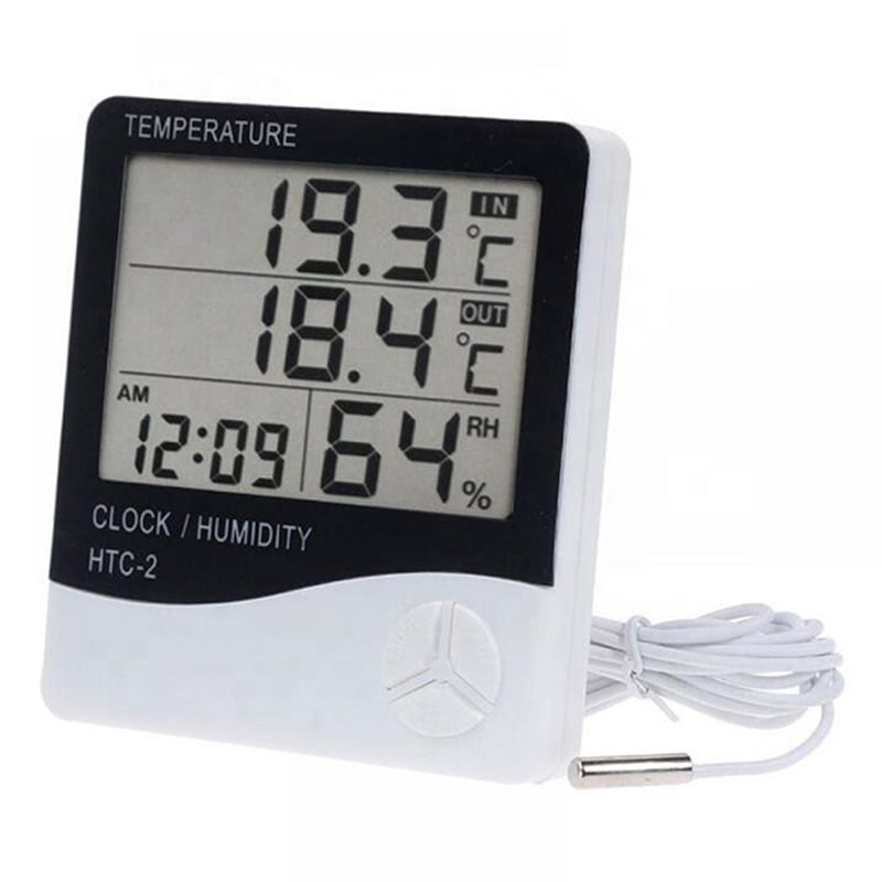 Picture of HTC 2 Digital LCD Temperature Humidity Thermometer Hygrometer Home Weather Station Indoor Outdoor Probe Sensor with Alarm
