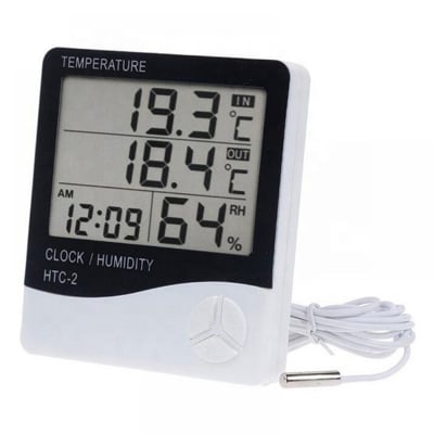 Picture of HTC 2 Digital LCD Temperature Humidity Thermometer Hygrometer Home Weather Station Indoor Outdoor Probe Sensor with Alarm