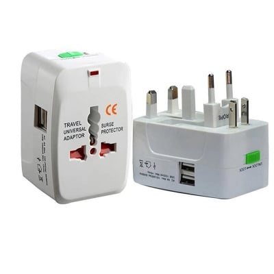 Picture of Universal  World Travel Adapter All in 1  with 2 USB Port Charger Plug