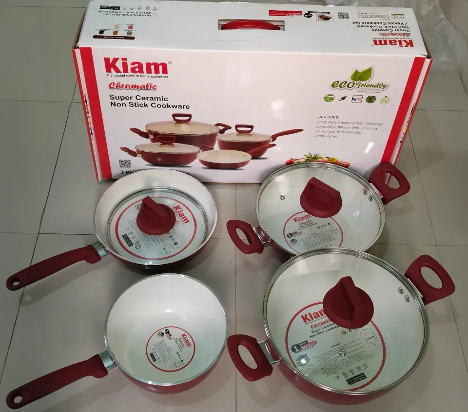 Picture of Kiam 7 Piece Ceramic Coating Granite Non Stick Cookware Set Induction Bottom and Gas Stove Friendly