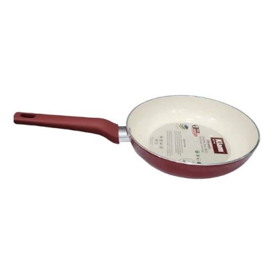 Picture of Kiam brand 22 cm frying pan features a cream-colored ceramic non-stick coating