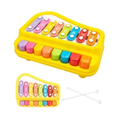 Picture of 2 in 1 Piano Xylophone Kids Toys, Educational Musical Instruments for Toddlers, Set of 5 Keys of 8 Multicolor Key Scales for Baby Gift for Boys and Girls