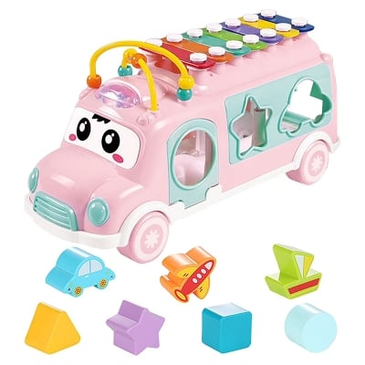 Picture of Toy Life Baby Musical Toys Xylophone Bus for Kids Musical Instruments – Baby Toys 12-18 Months with Bouncer Shapes and Building Blocks Music School Shape