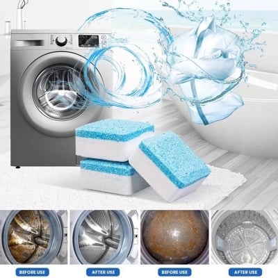 Picture of 2 Pcs Washing Machine Cleaner Descaler Deep Cleaning Tablets For Front Loader Top Load Washer Laundry Tub Safe Deodorizer